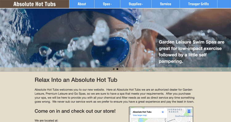 Absolute Hot Tubs Website Desktop