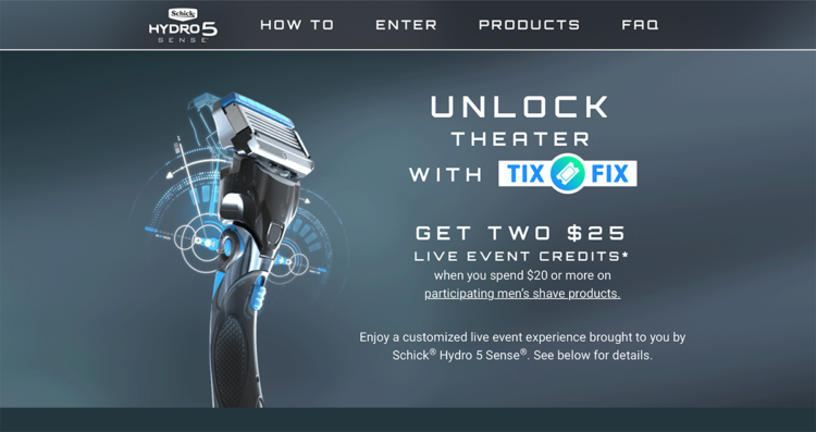 Schick Hydro5 Promotion Microsite Desktop