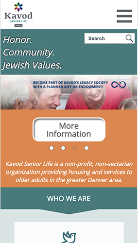 Kavod Senior Life Website Mobile