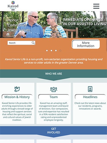 Kavod Senior Life Website Tablet Portrait