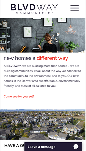 BLVDWAY Communities Website Mobile
