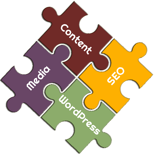 WordPress Content, Media and SEO Services Puzzle Pieces