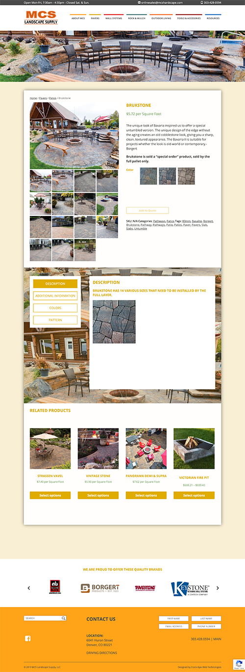 MCS Landscape Supply Product Page Screenshot