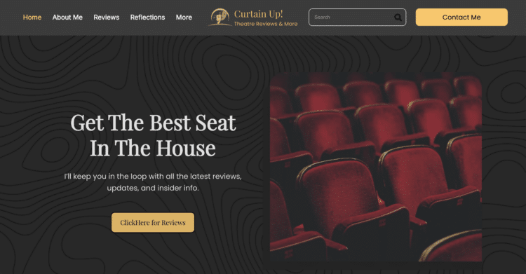 Curtain Up! WordPress Website Homepage