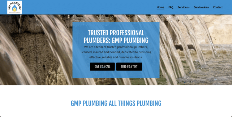 GMP Plumbing WordPress Website Homepage