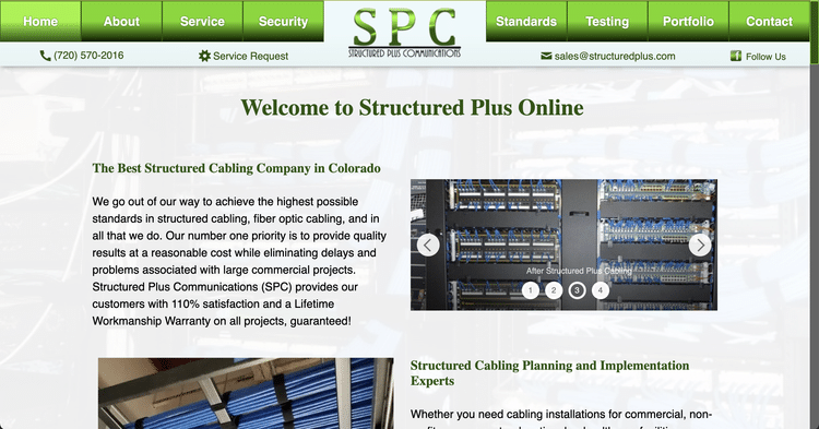 Structured Plus Communications WordPress Website Homepage