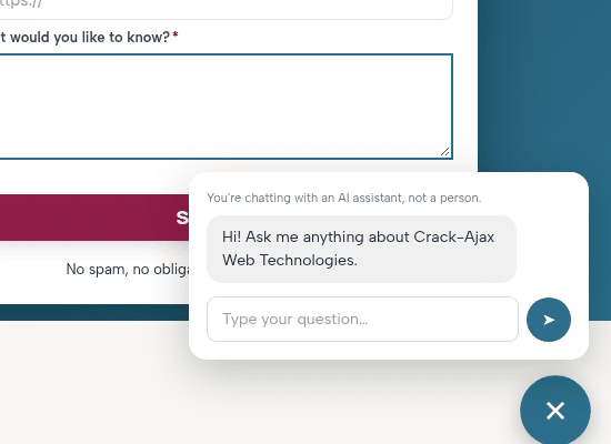 AI Chat widget floating in the corner of a page